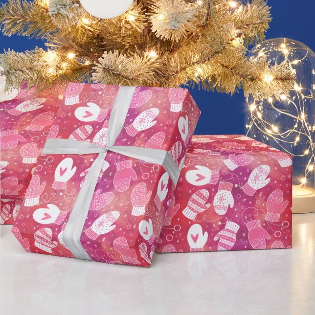 Papel De Regalo Navidades de invierno reducen el patrón en rosa (Vacaciones)