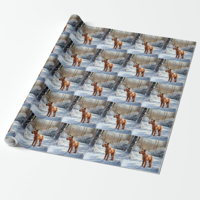 Papel De Regalo Navidades de Irish Terrier Let It Snow (Desenrollado)
