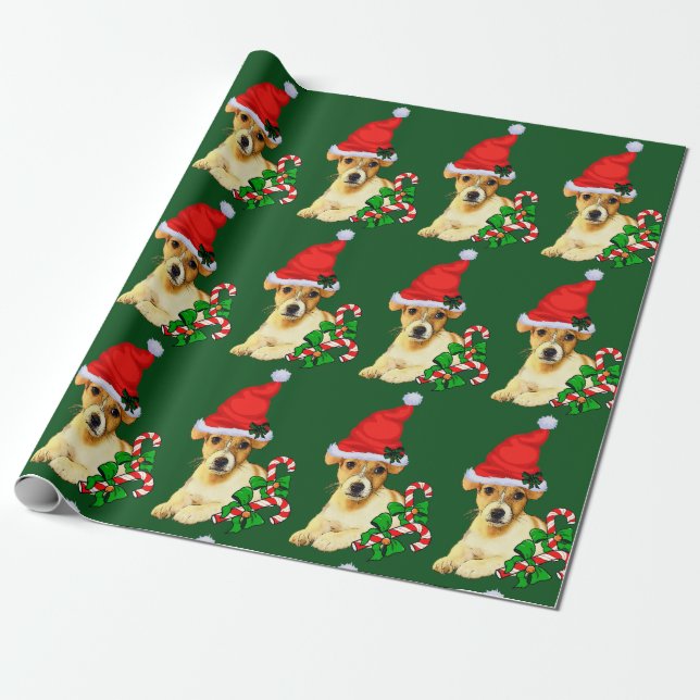 Papel De Regalo Navidades de Jack Russell Terrier (Desenrollado)