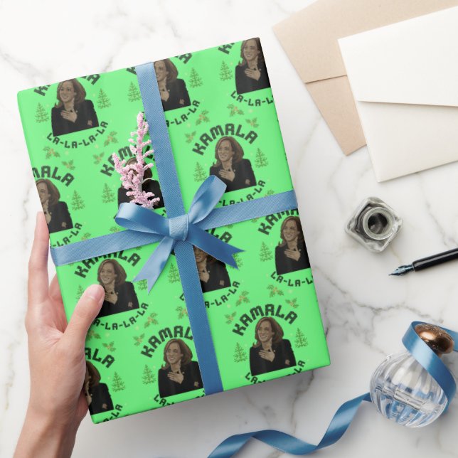 Papel De Regalo Navidades de Kamala Harris Green (Regalar)