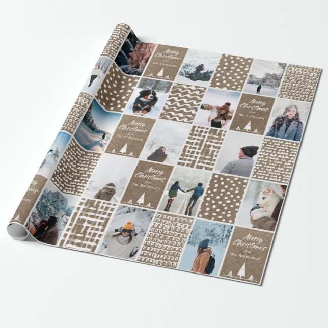 Papel De Regalo Navidades de Kraft rusos personalizan foto de coll (Desenrollado)