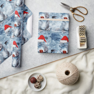 Papel De Regalo Navidades de la ardilla de Santa Cute