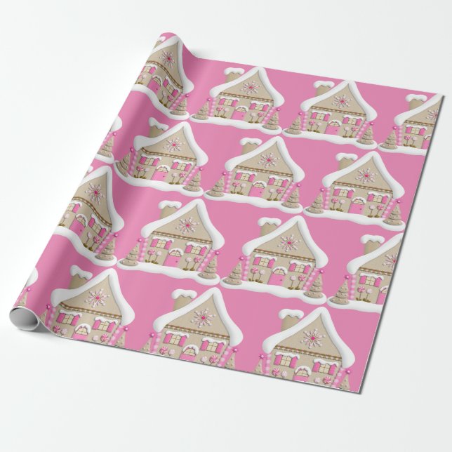 Papel De Regalo Navidades de la Casa Rosa Gingerbread (Desenrollado)