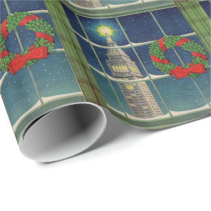 Papel De Regalo navidades de la ciudad de los años 50