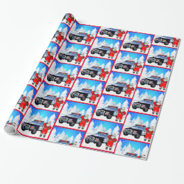 Papel De Regalo Navidades de la escena de invierno del coche de la