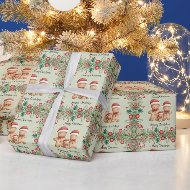 Papel De Regalo Navidades de la familia Cute Gingerbread Cookie (Vacaciones)