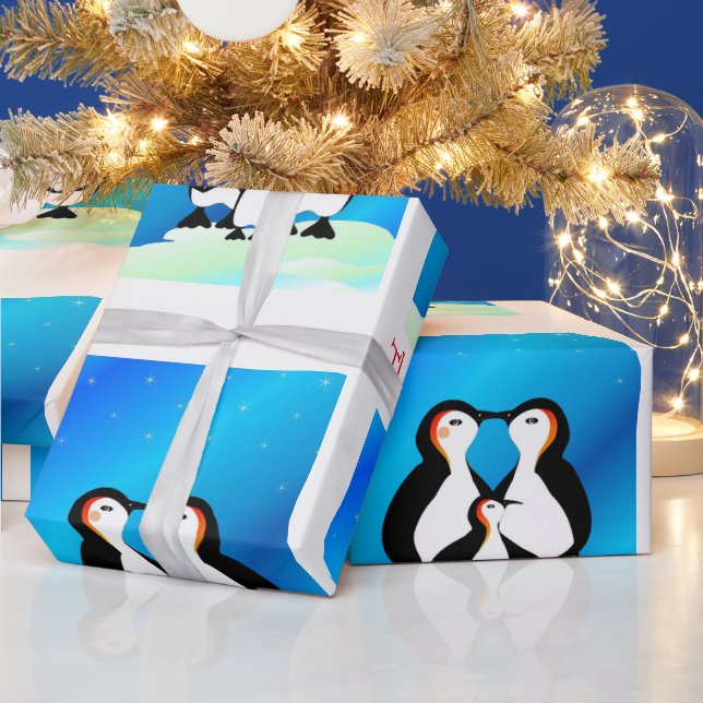 Papel De Regalo Navidades de la familia de los pingüinos (Vacaciones)