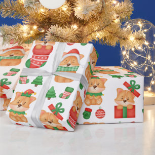 Papel De Regalo Navidades de la Festividad Elf Santa de Corgi Pupp