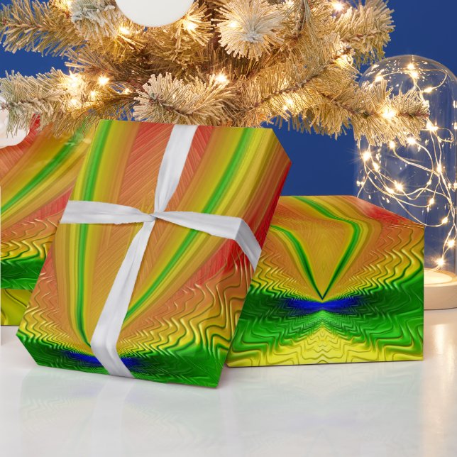 Papel De Regalo ~ Navidades de la Fractal Verde Rojo (Vacaciones)