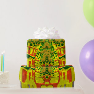 Papel De Regalo ~ Navidades de la Fractal Verde Rojo