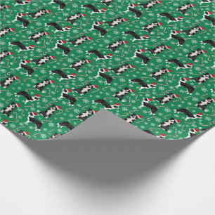 Papel De Regalo navidades de la Frontera Collie Santa Paws pueden 