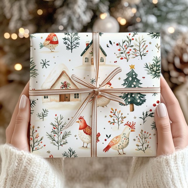 Papel De Regalo Navidades de la granja de invierno envolviendo pap (Subido por el creador)