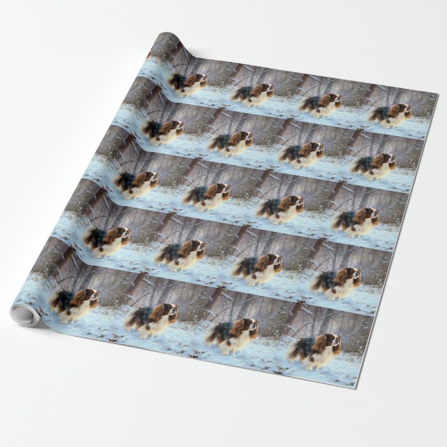 Papel De Regalo Navidades de la juguetería inglesa Spaniel Let It  (Desenrollado)