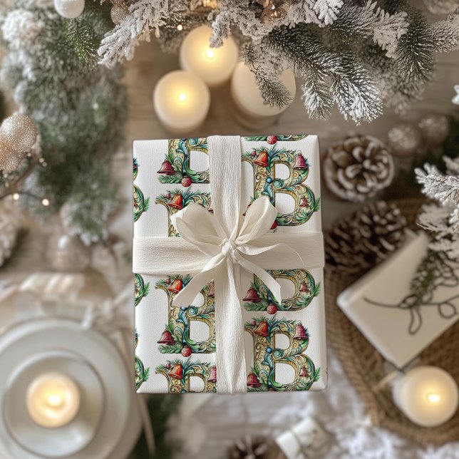 Papel De Regalo Navidades de la letra bauble B festiva (Subido por el creador)