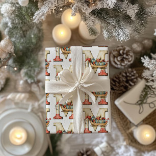 Papel De Regalo Navidades de la letra esleigh M en miniatura