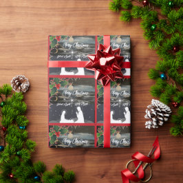 Papel De Regalo Navidades de la Luna Azul Natividad Ajuste de rega