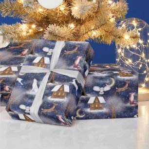 Papel De Regalo Navidades de la naturaleza de los animales del bos