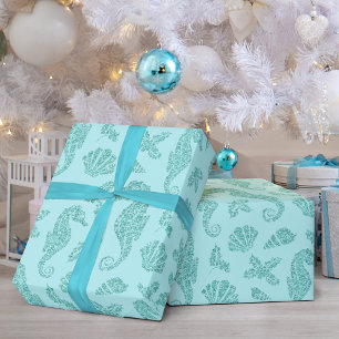 Papel De Regalo Navidades de la playa Patrón de caballete de mar P