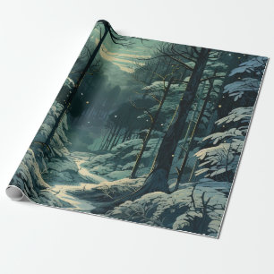 Papel De Regalo Navidades de la Selva de Invierno de los Pinos Nev