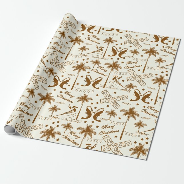 Papel De Regalo Navidades de la Tropical Australia Gold Toile  (Desenrollado)