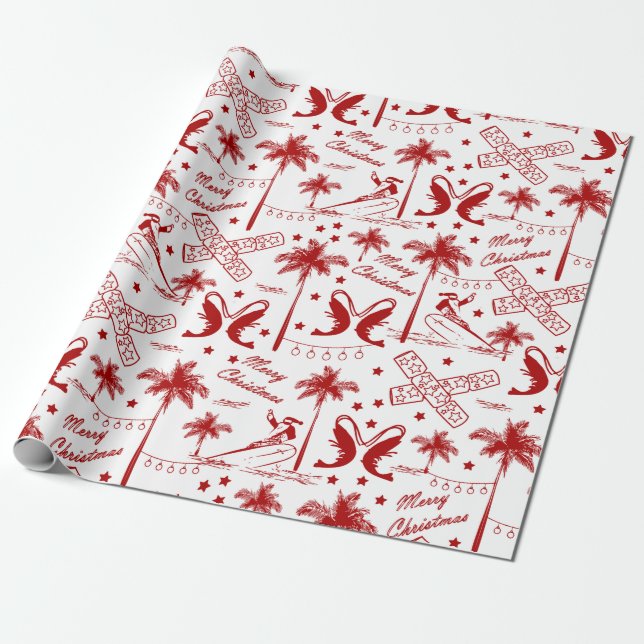 Papel De Regalo Navidades de la Tropical Australia Red Toile  (Desenrollado)