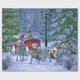 Papel De Regalo Navidades de la Vintage Dalmatian Sleigh Snow