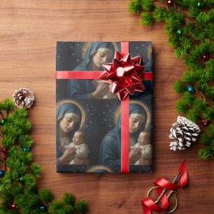 Papel De Regalo Navidades de la Virgen María y Jesús