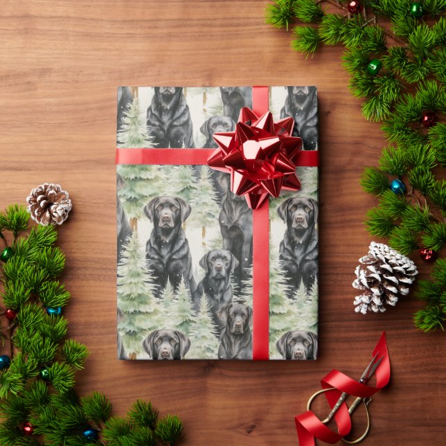 Papel De Regalo Navidades de Labrador Negro (Regalo de vacaciones)