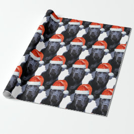 Papel De Regalo Navidades de Labrador Negro festejan Santa Dog