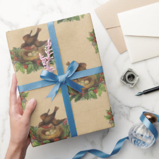 Papel De Regalo Navidades de las bayas de los nidos de aves de cos