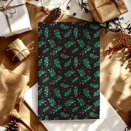 Papel De Regalo Navidades de las Berries Rojas Patrón negro