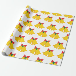 Papel De Regalo Navidades de las campanas de jingle doradas dan bl
