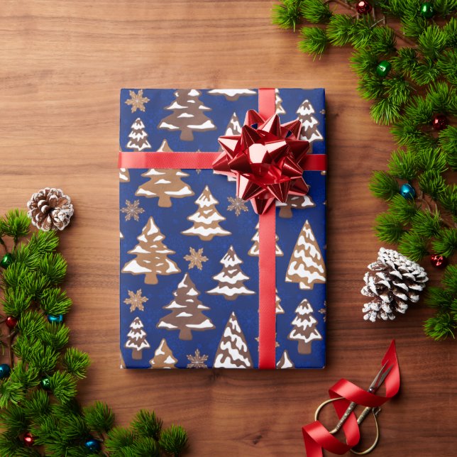 Papel De Regalo Navidades de las cookies de Blue Tree Gingerbread (Regalo de vacaciones)