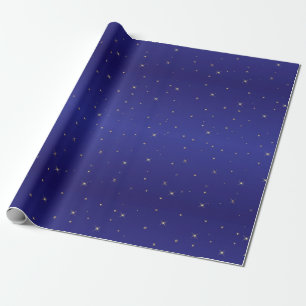 Papel De Regalo Navidades de las Estrellas de Purpurina Azul y Oro