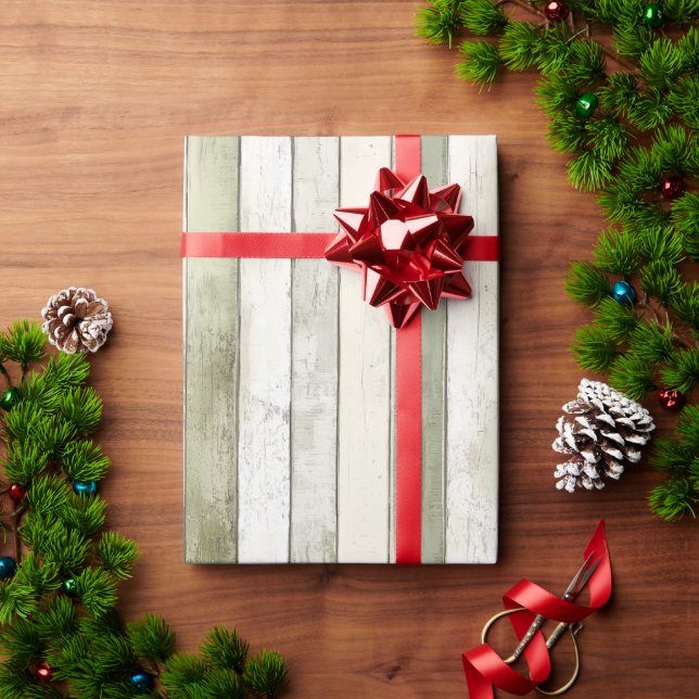 Papel De Regalo Navidades de las franjas de madera de marfil de ol (Regalo de vacaciones)