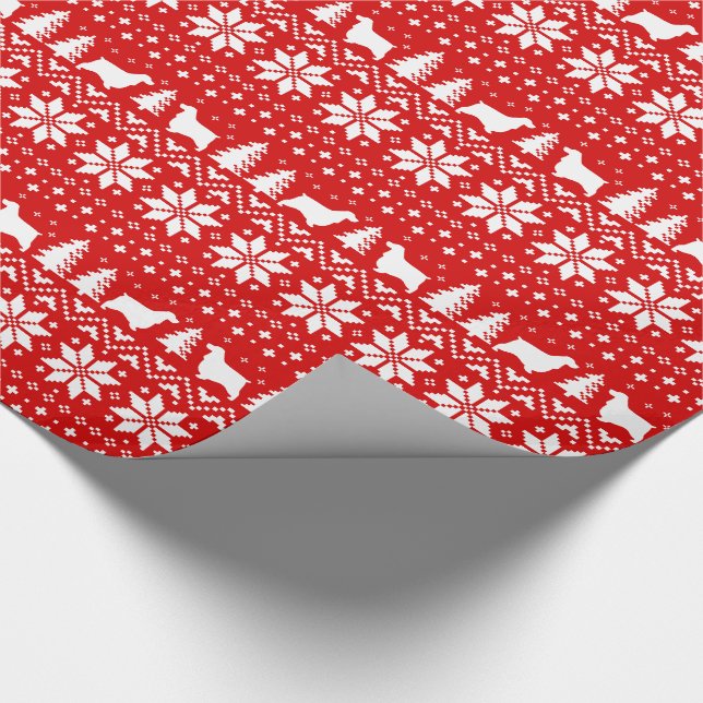 Papel De Regalo Navidades de las siluetas de Cocker Spaniel Red (Esquina)