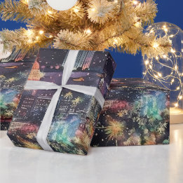 Papel De Regalo Navidades de Las Vegas y Año Nuevo en acuarelas