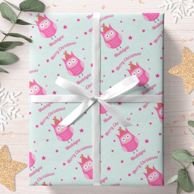 Papel De Regalo Navidades de lechuza rosada Estrellas personalizad (Subido por el creador)