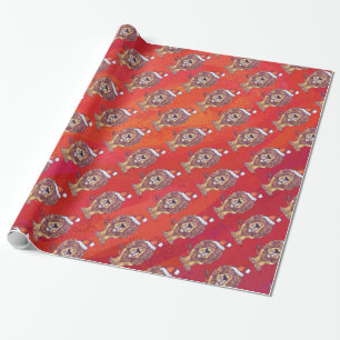 Papel De Regalo Navidades De León En Rojo