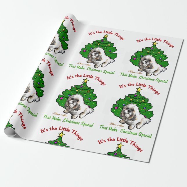 Papel De Regalo Navidades de Lhasa Apso (Desenrollado)