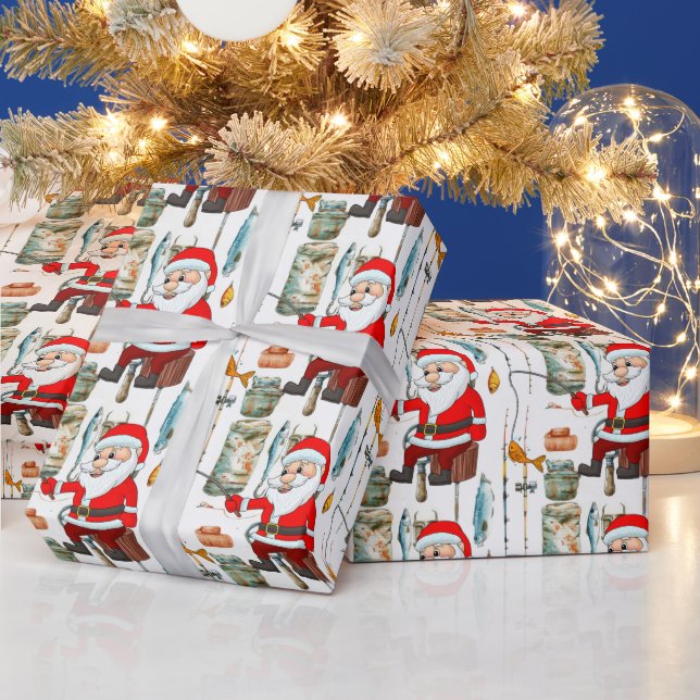 Papel De Regalo Navidades de los amantes de la pesca Santa Claus (Vacaciones)