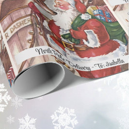 Papel De Regalo navidades de los años 1940 con tarjeta Santa Perso