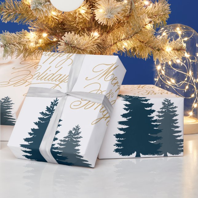 Papel De Regalo Navidades de los árboles azules (Vacaciones)