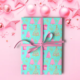 Papel De Regalo Navidades de los festivales Rosa y Aqua