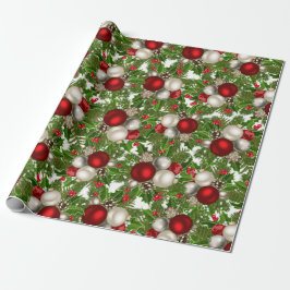 Papel De Regalo Navidades de los Ornamentos Blancos Rojos de Navid