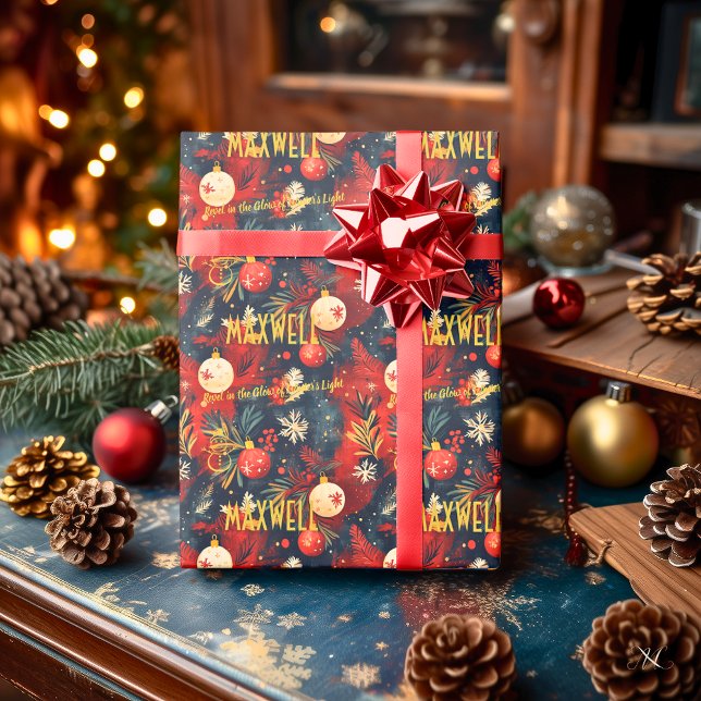 Papel De Regalo Navidades de los Ornamentos Blancos y Rojos person (Subido por el creador)