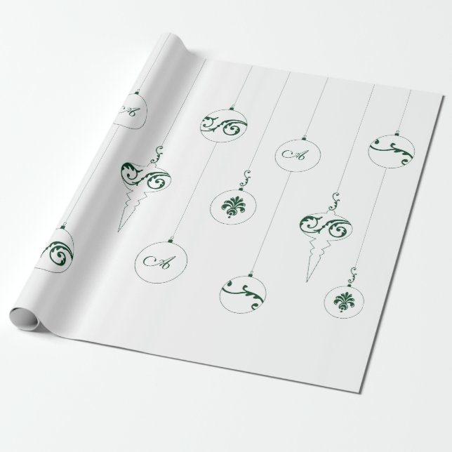 Papel De Regalo Navidades de los Ornamentos Colgantes del Monogram (Desenrollado)