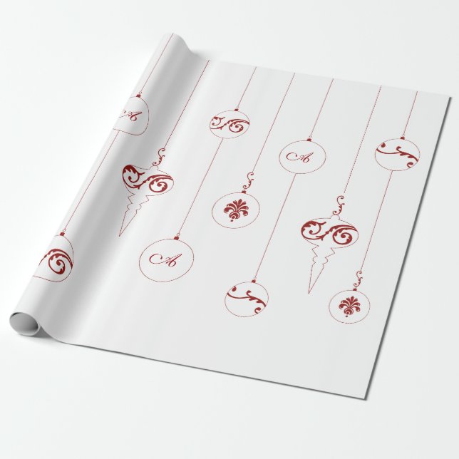 Papel De Regalo Navidades de los Ornamentos Colgantes del Monogram (Desenrollado)