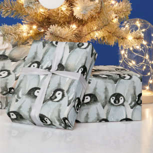 Papel De Regalo Navidades de los pingüinos acuáticos