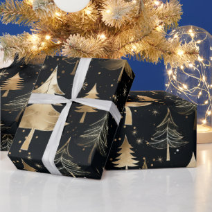 Papel De Regalo Navidades De Lujo Negra Y Oro